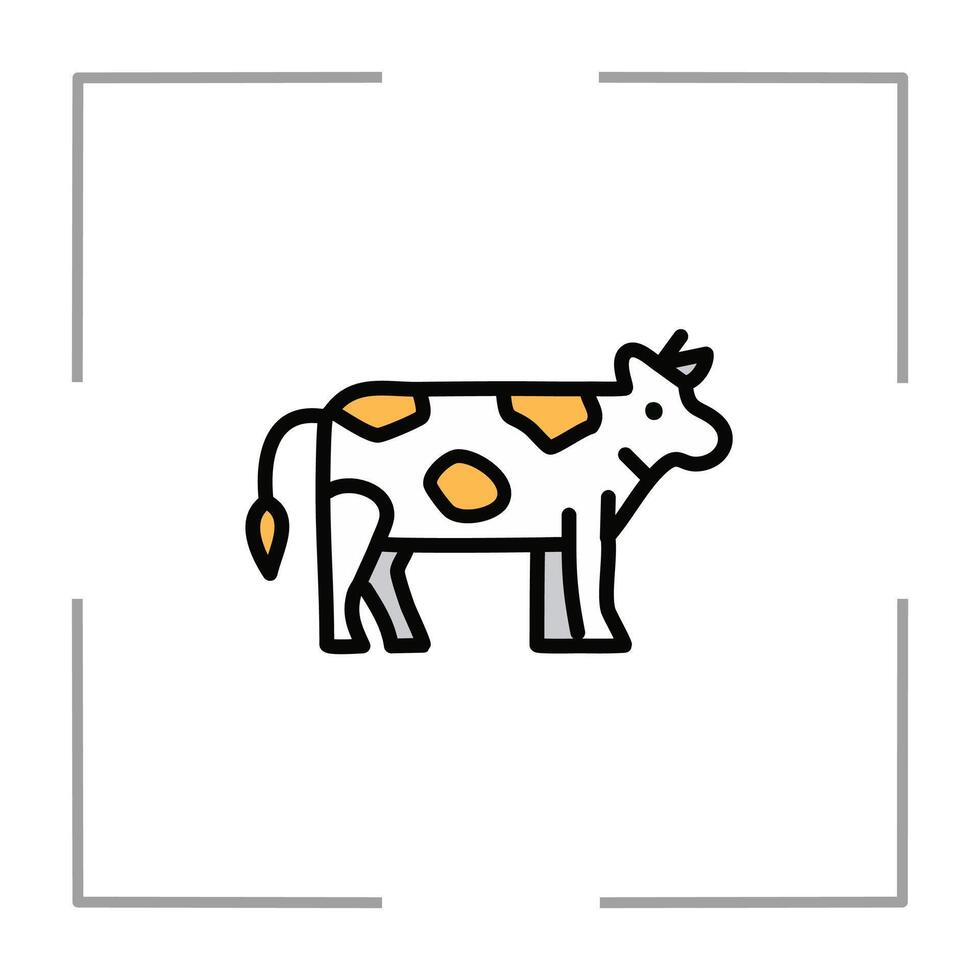 Cow. Animal, farm, farm. icon in flat style vector