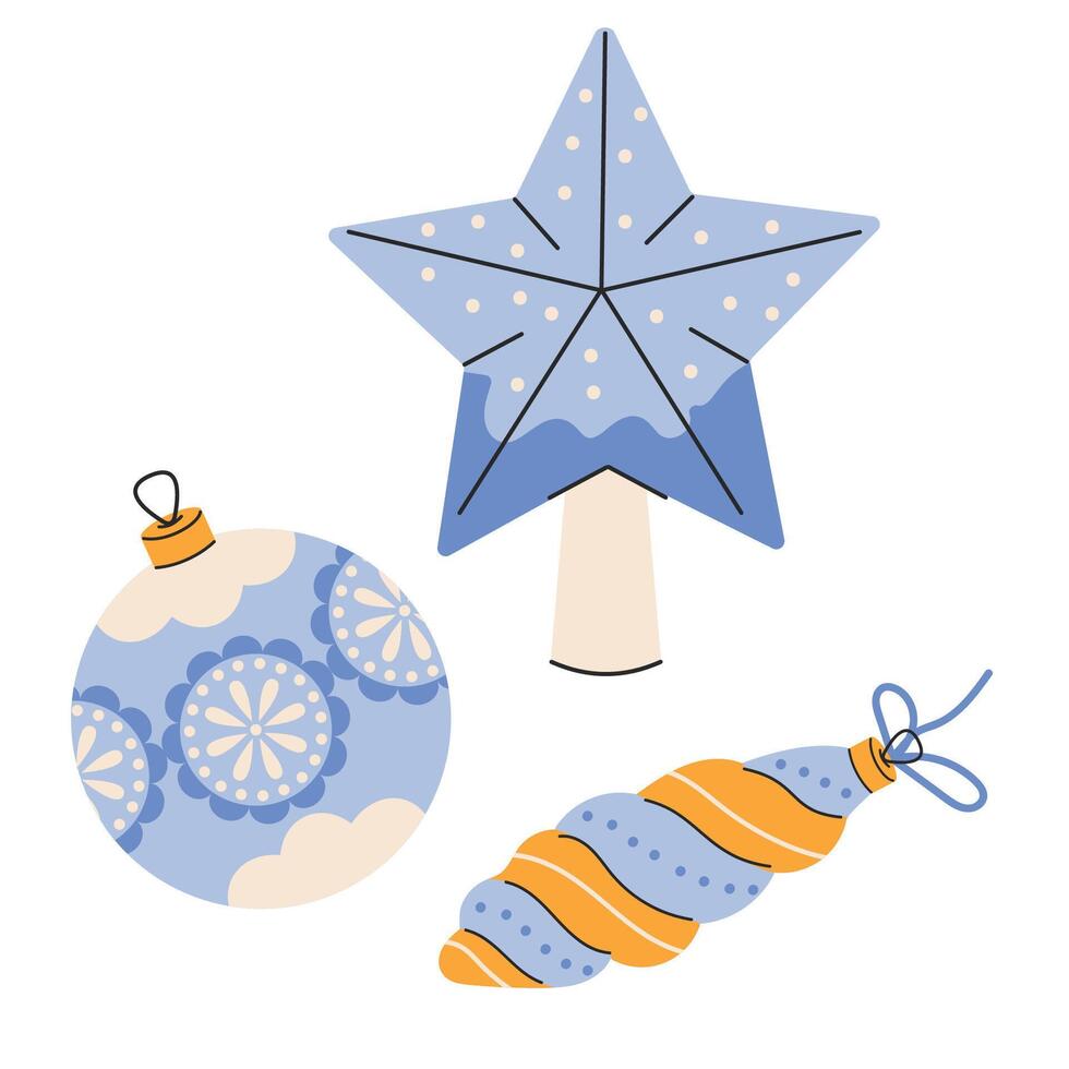 Christmas and New Year set. illustration in doodle style. vector