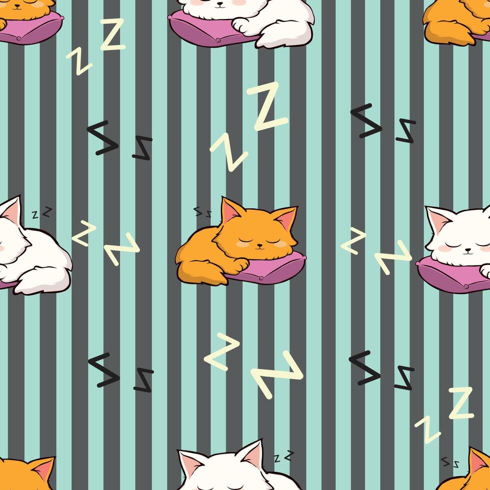 pattern sleeping cute cat vector