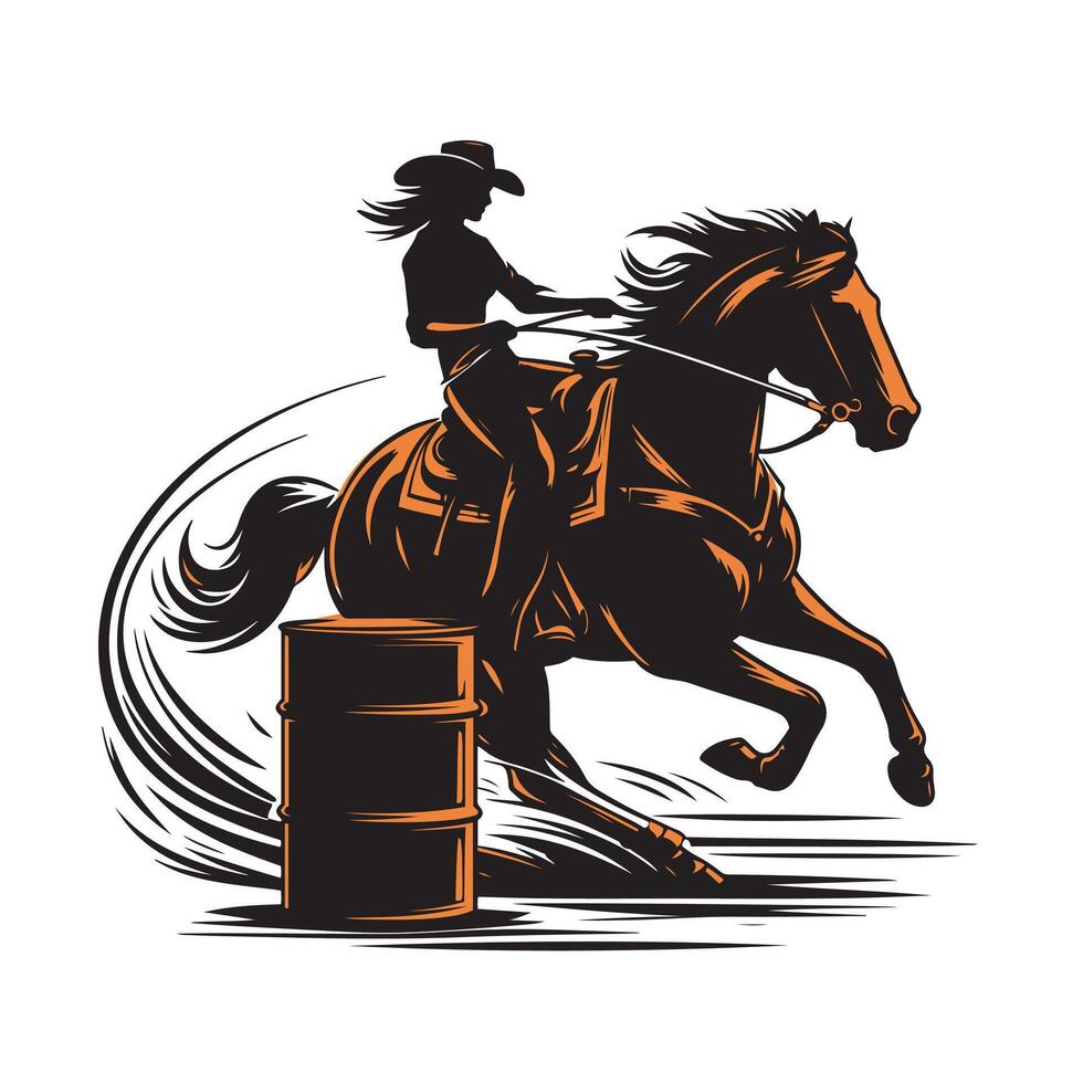 Barrel racing illustration vector