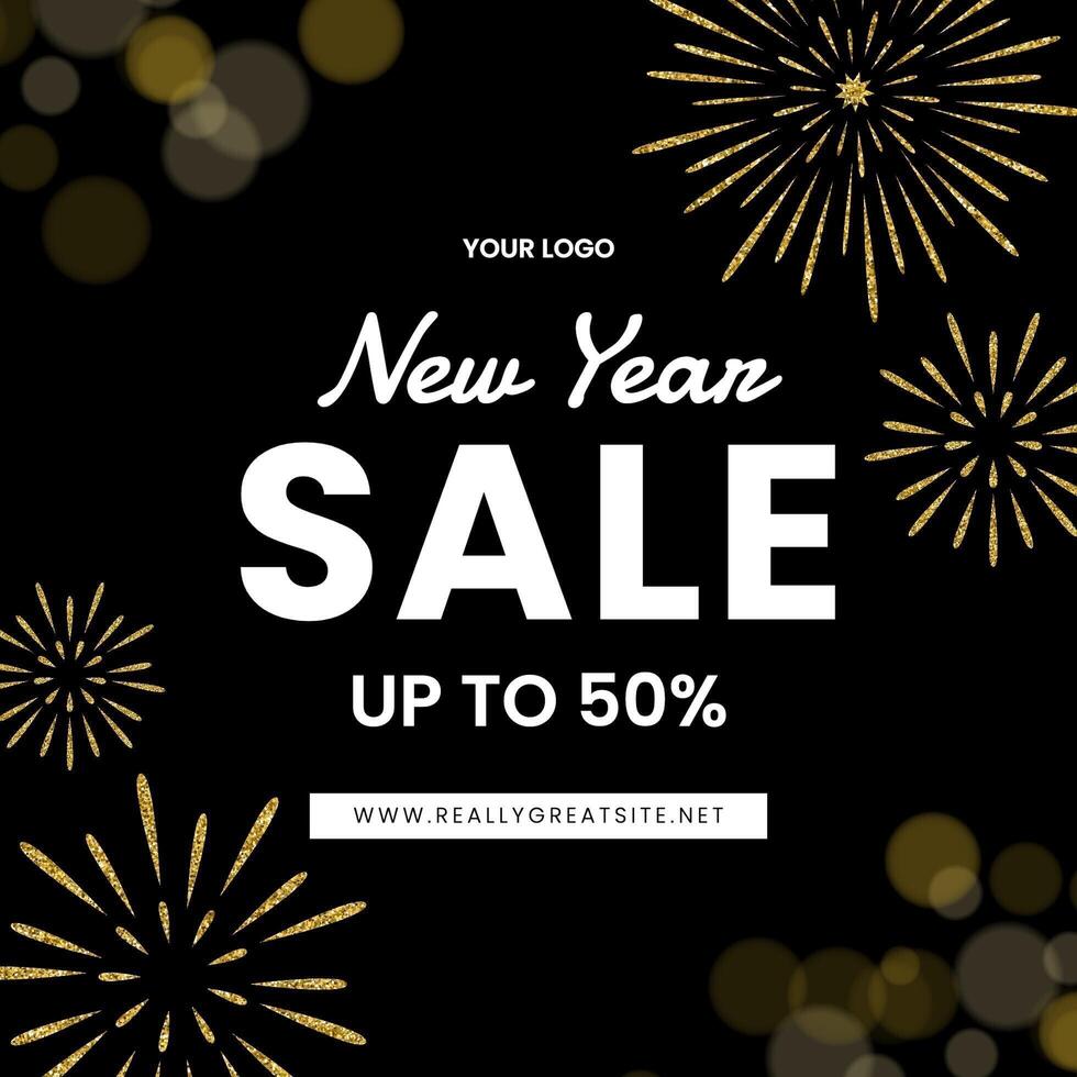Black and Gold New Year Sale Instagram Post template