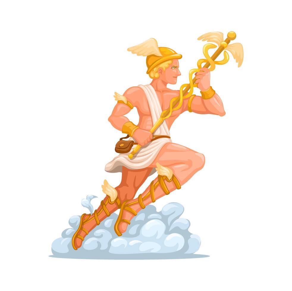 Hermes God Greek Mythology Olympus Messenger Illustration vector