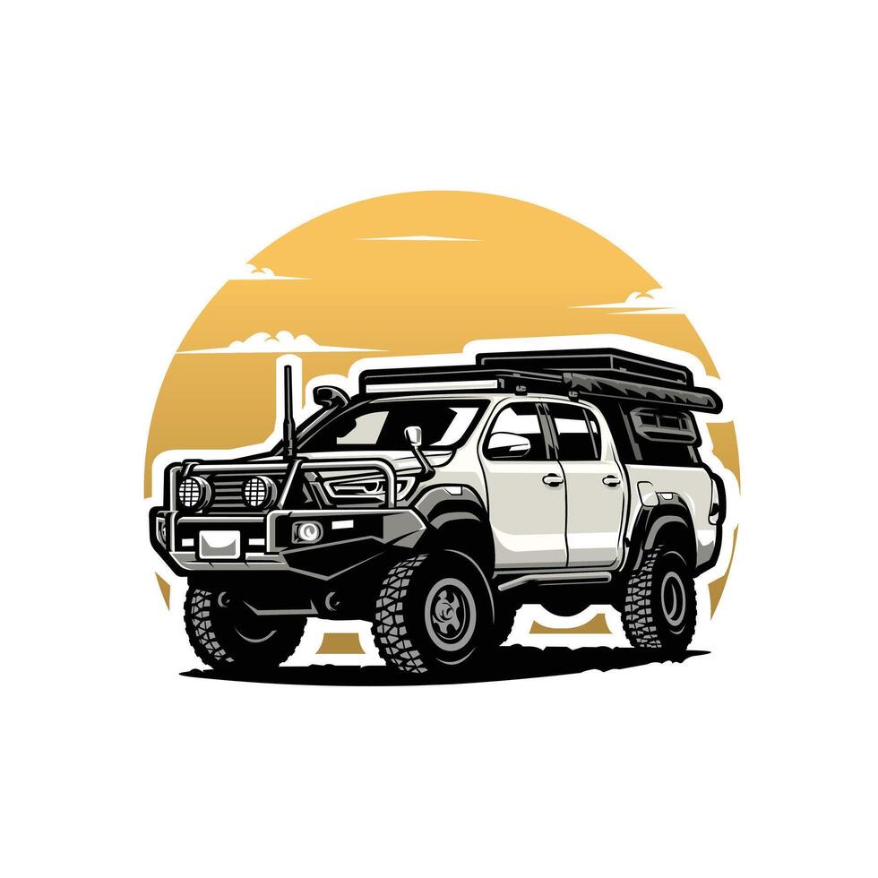 Camper truck overland offroad adventure illustration. Best for automotive adventure related illustration vector