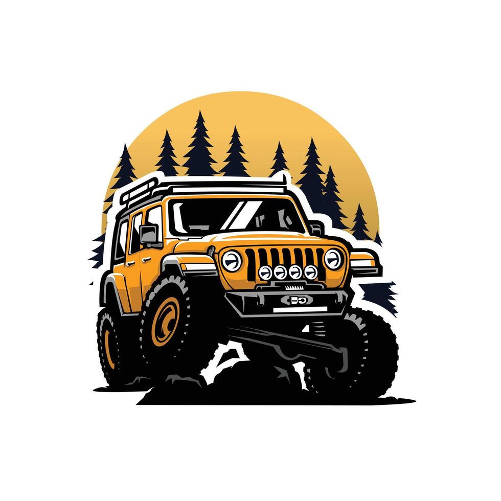 Offroad adventure overland outdoor vehicle art illustration isolated vector