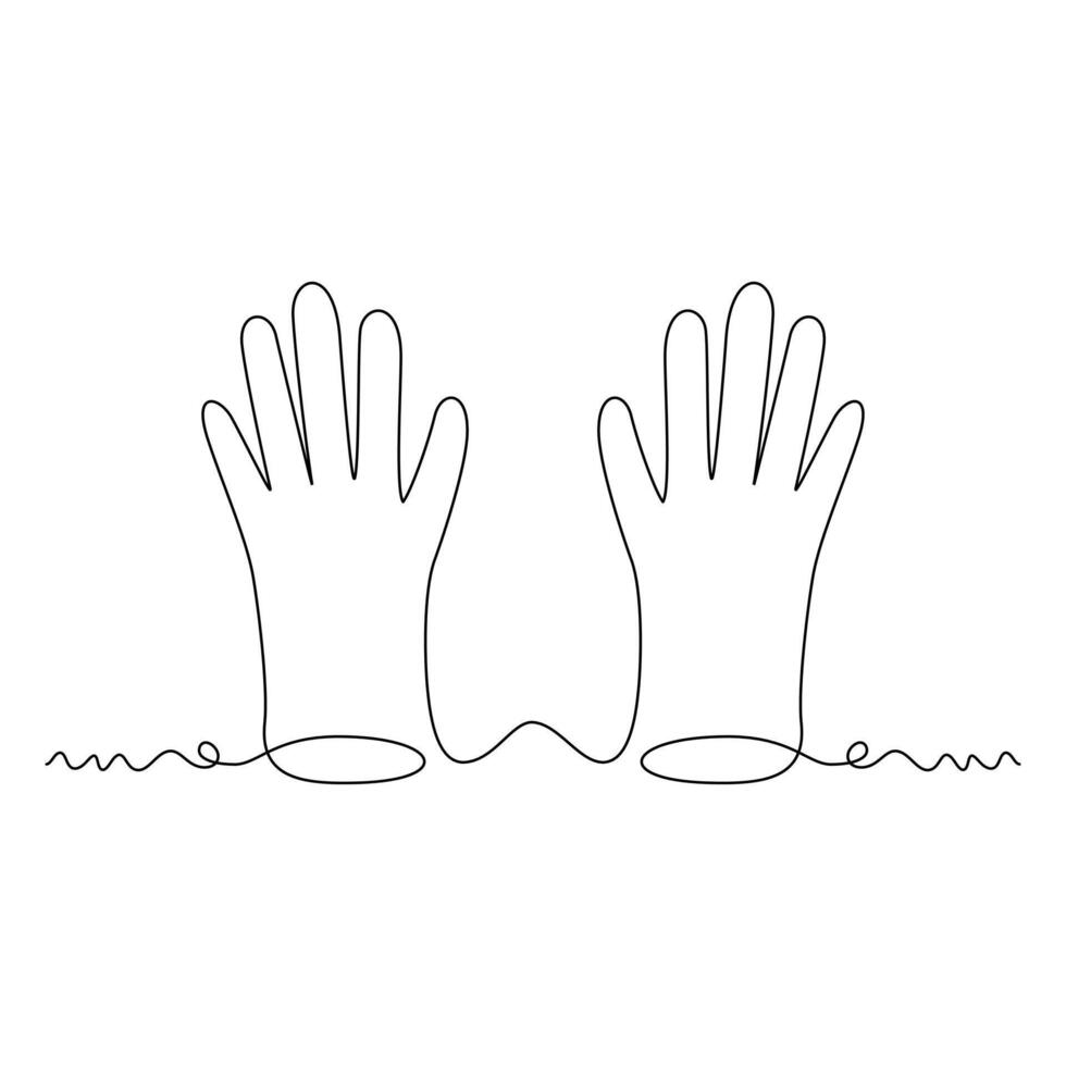 one line art latex gloves illustration. line art, one continuous line, simple, hand drawn and sketch style. for icons, symbols, signs or logos vector