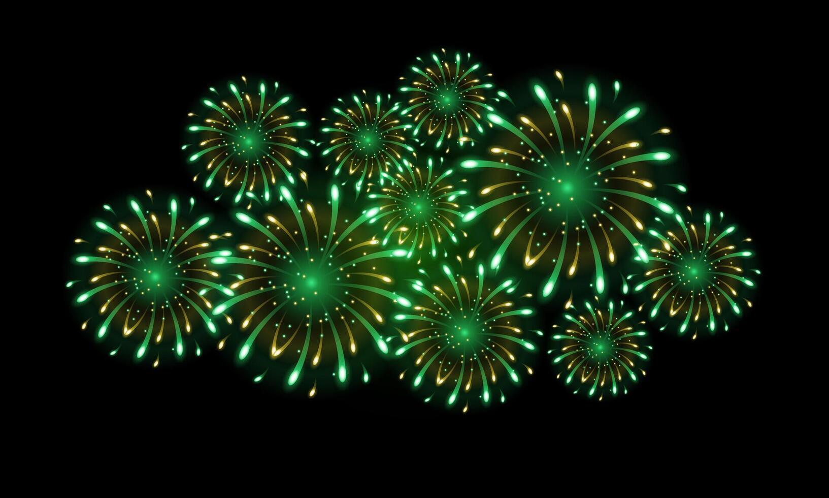 golden green fireworks, yellow green fireworks for celebration background decoration, first option vector