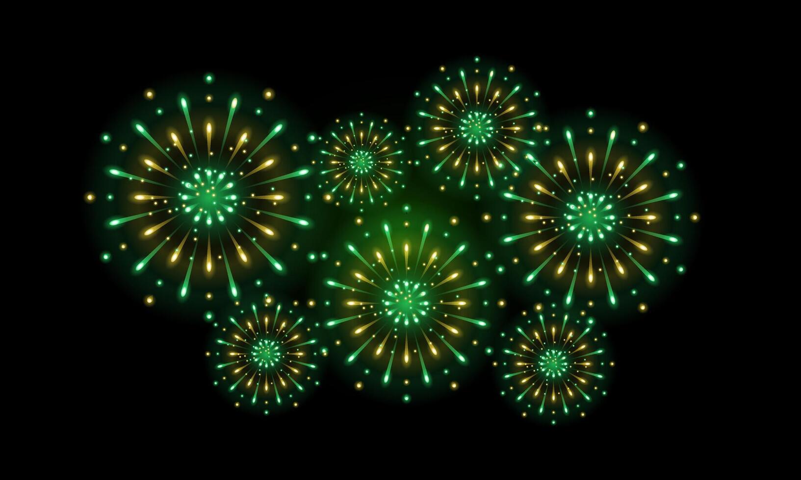 realistic golden green fireworks, yellow green fireworks for celebration background decoration, fourth option vector