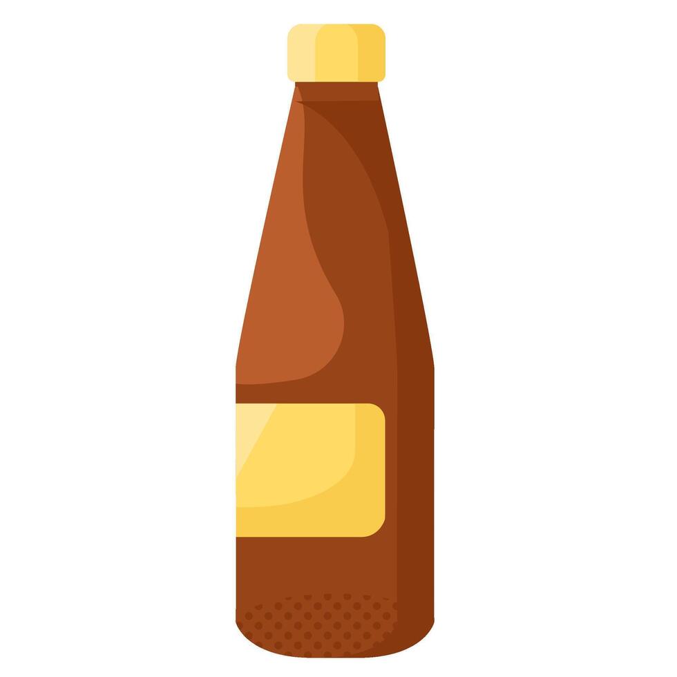 Amber Glass Bottle Flat Style Container vector
