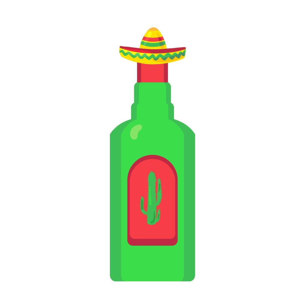 Bottle Of Traditional Mexican Drink Tequila vector