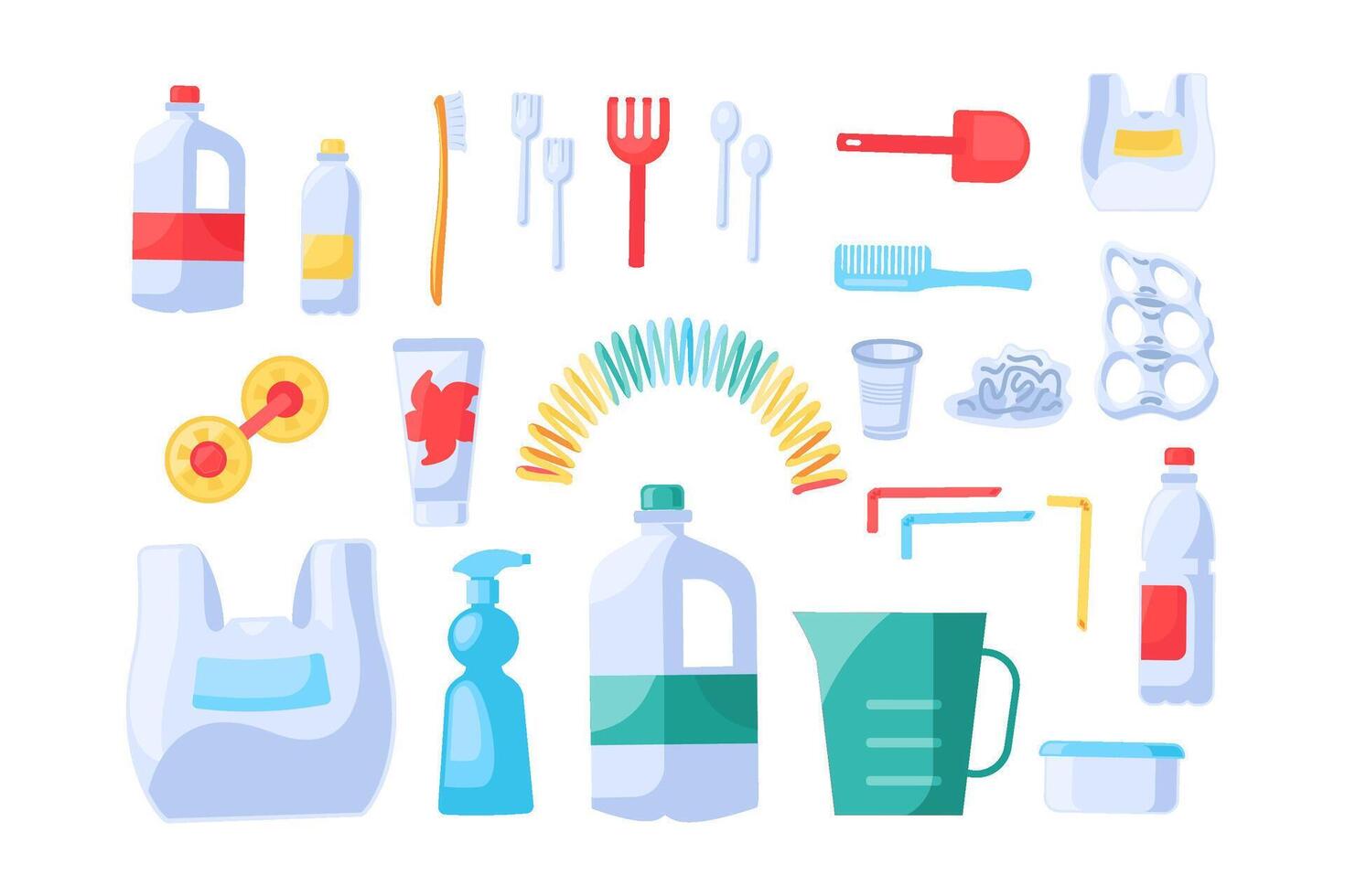 Old Unwanted Plastic Objects Collection vector