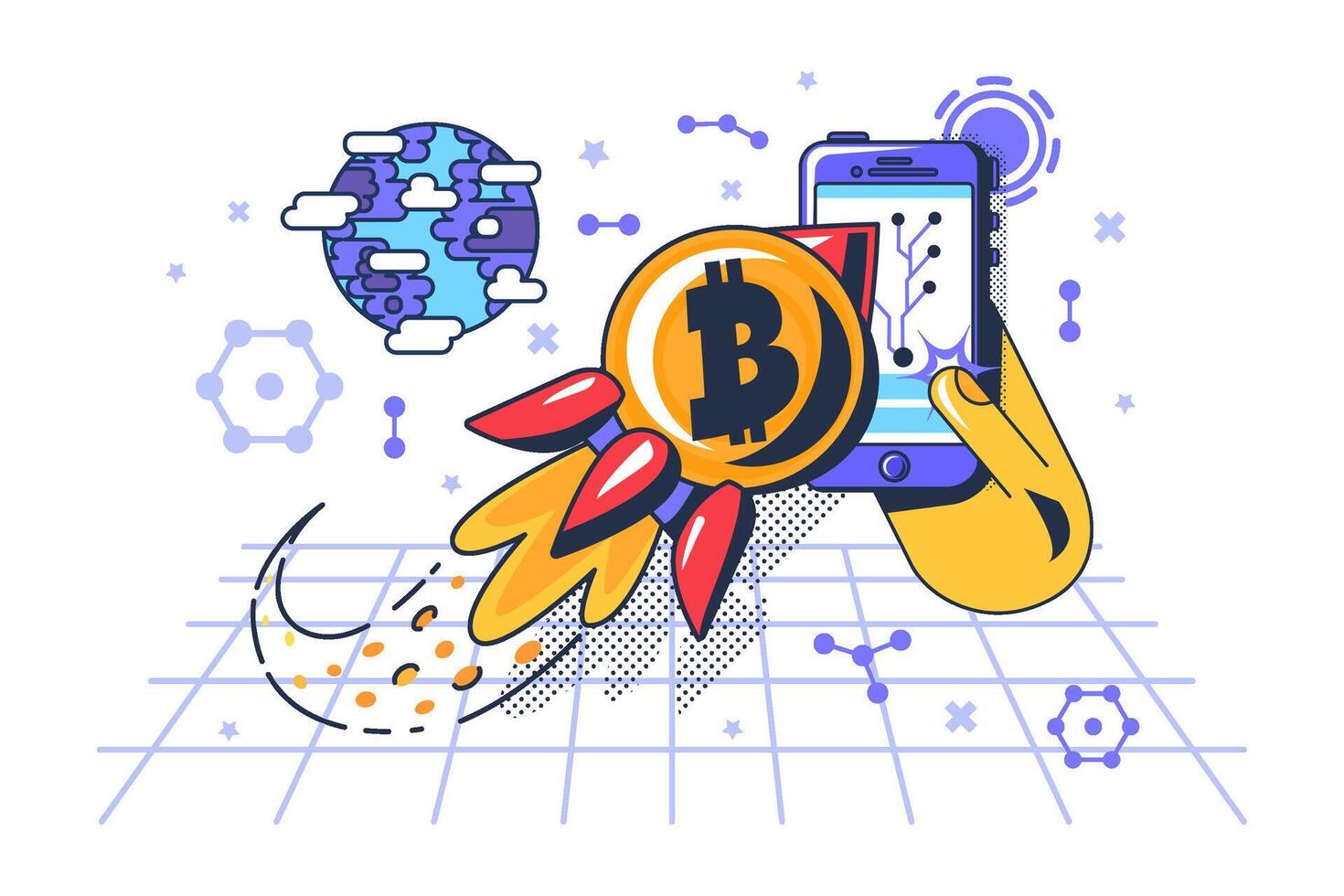 Crypto Blockhain Digital Technology Concept vector