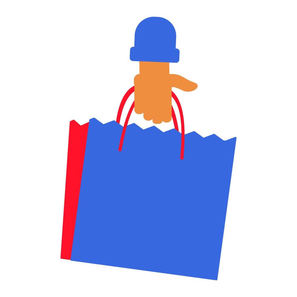 Shopaholic Carrying Paper Bag Purchase From Store vector