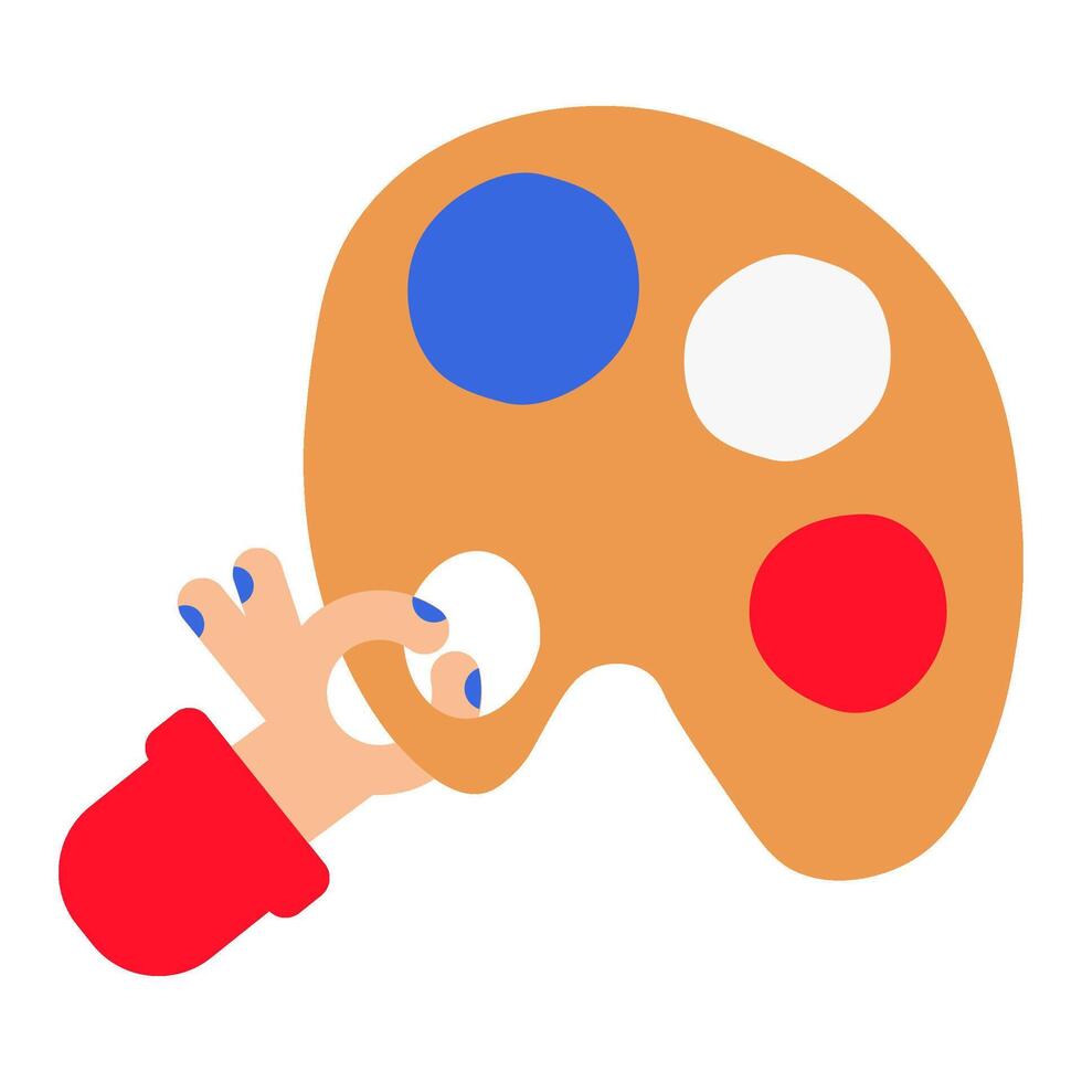 Wooden Board Palette With Paints vector