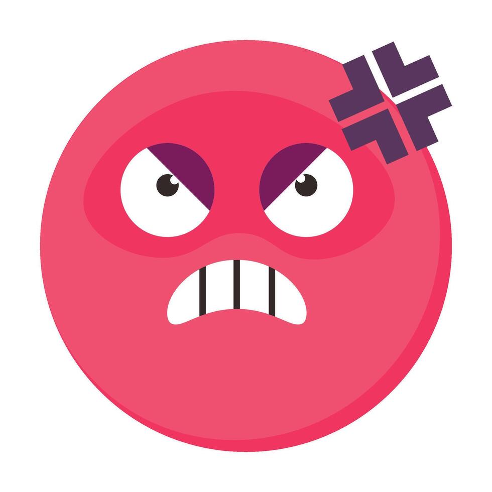 Mad Emoji Cute Cartoon Icon Element vector