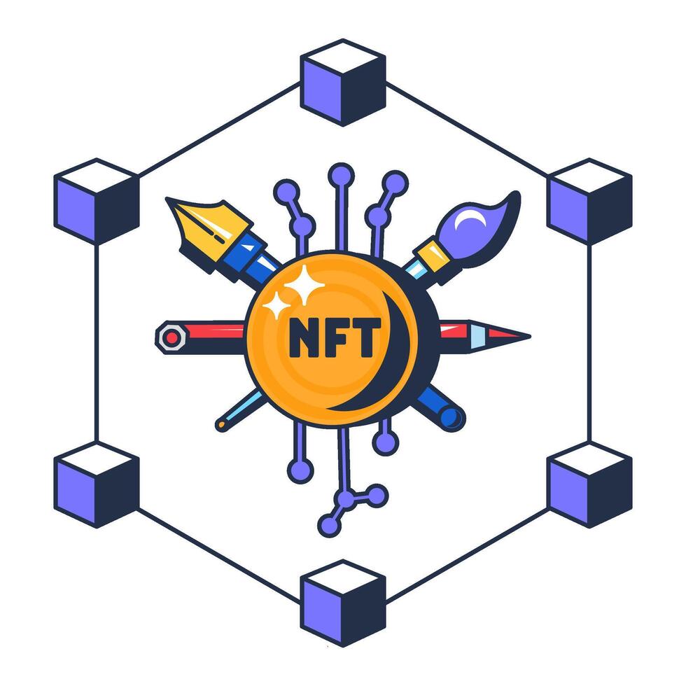 Multi Colored Assignment Of NFT Token Icon vector