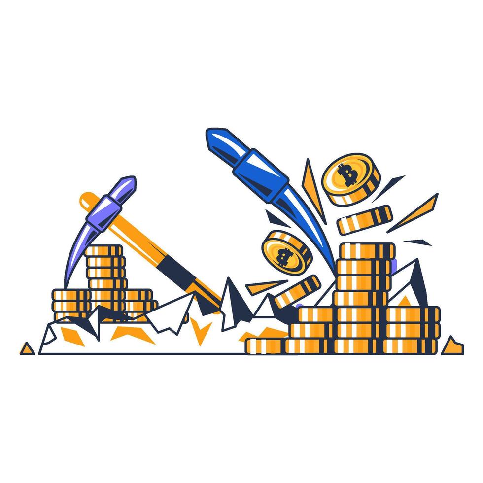 Multi Colored Mining Digital Crypto Concept vector