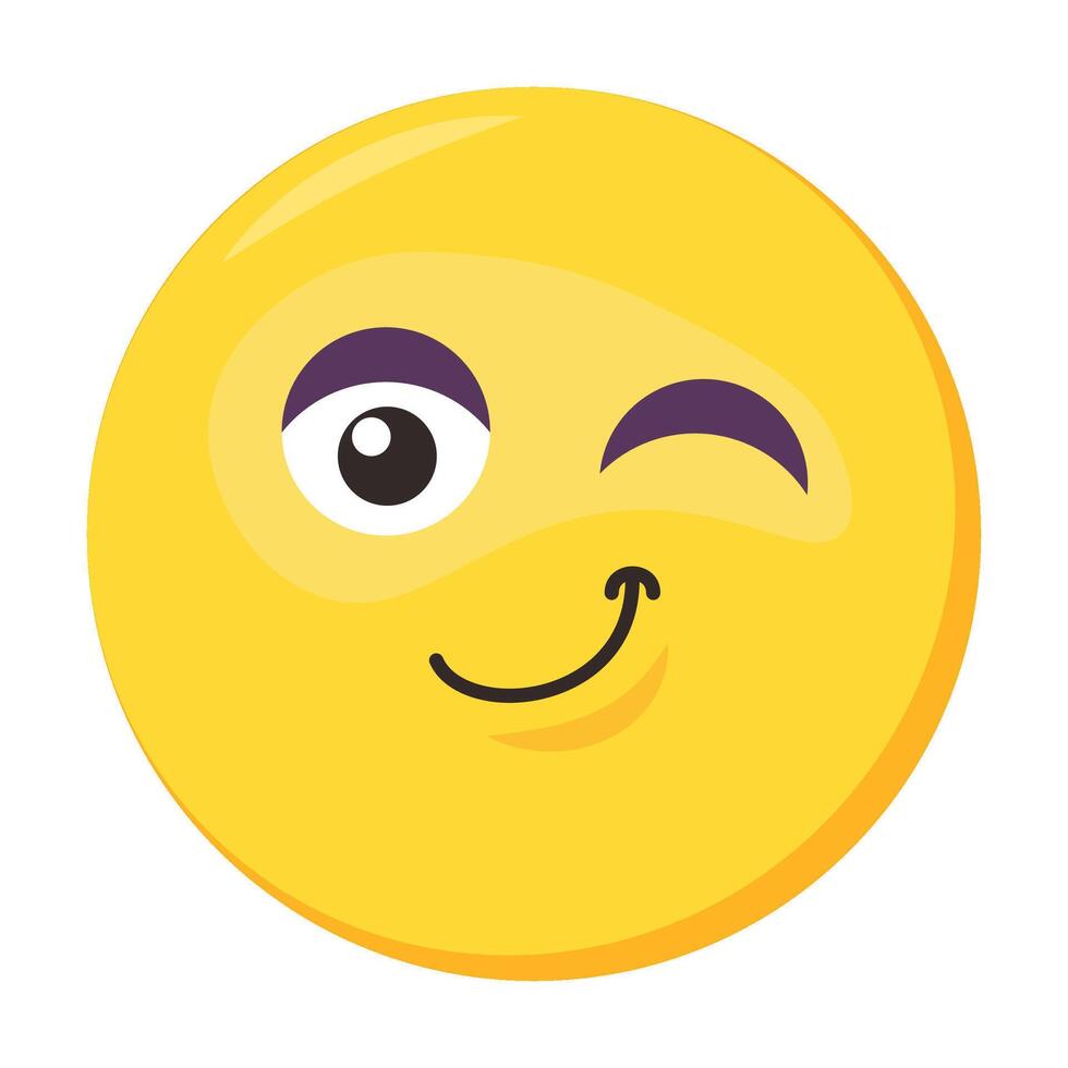 Winking Smiling Emoji Cute Cartoon Icon Element vector