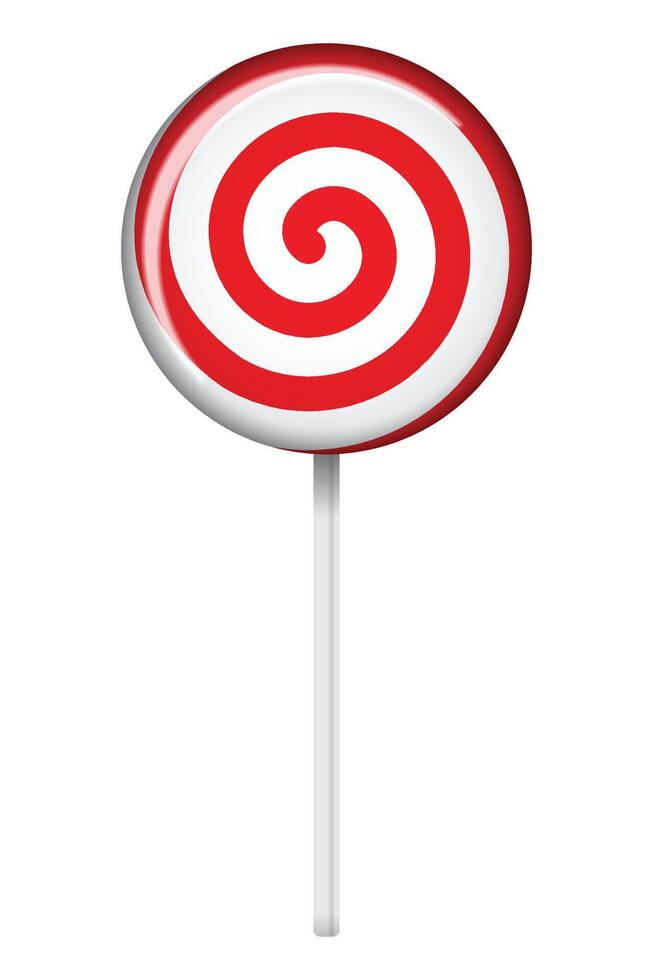 Lollipop with spiral pattern. Striped twisted candy. Illustration for new years day, winter holiday, dessert, new years event. illustration vector