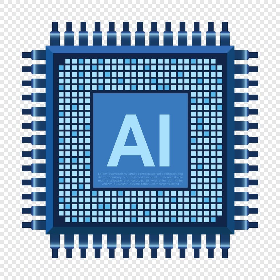Artificial intelligence chip. AI processor concept. Futuristic microchip processor. AI chip symbol. Technology innovation concept. illustration vector