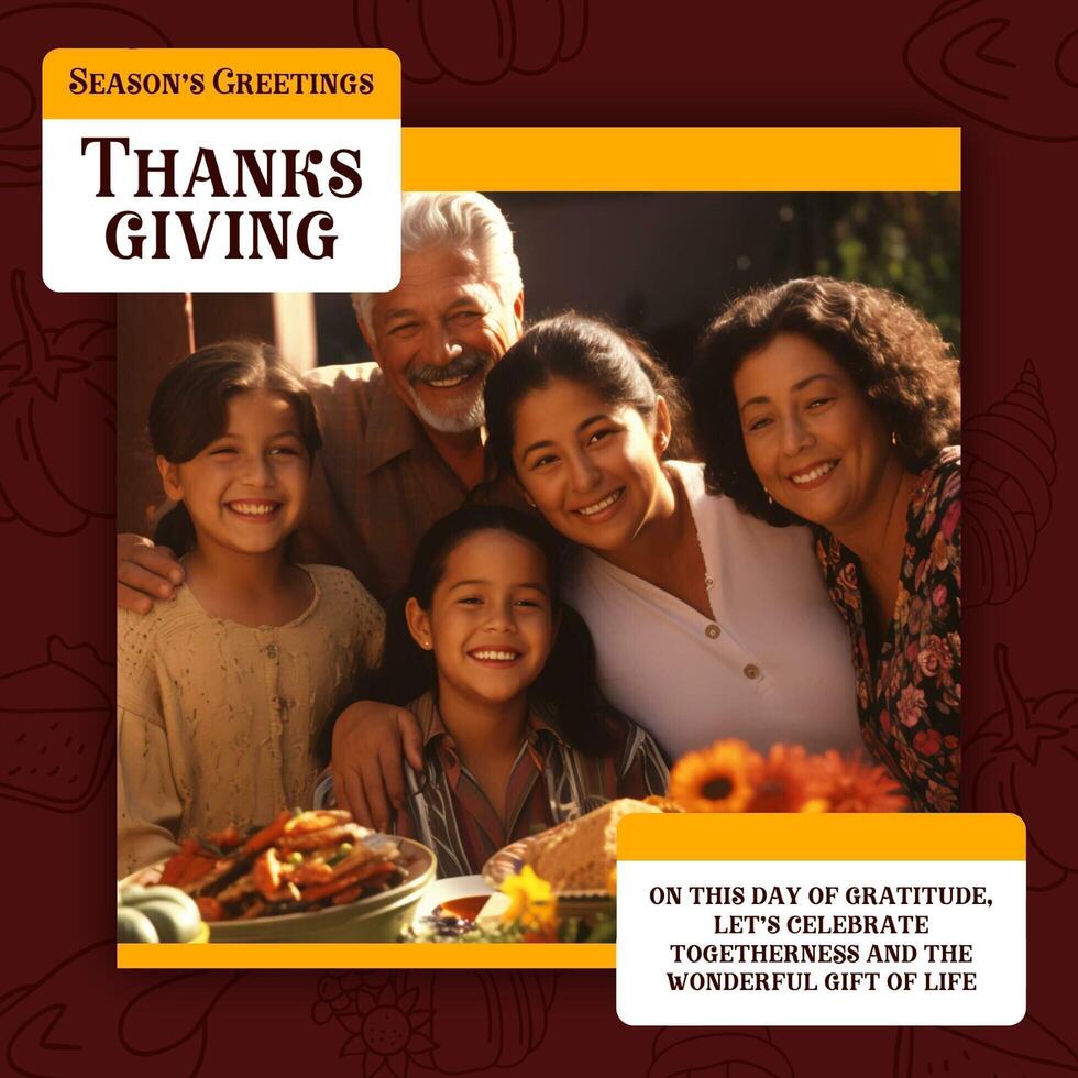 Thanksgiving Season's Greetings with Brown Theme Instagram Post template