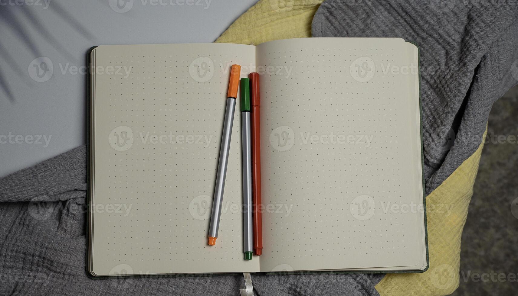 Open notebook. flat lay . education concept photo