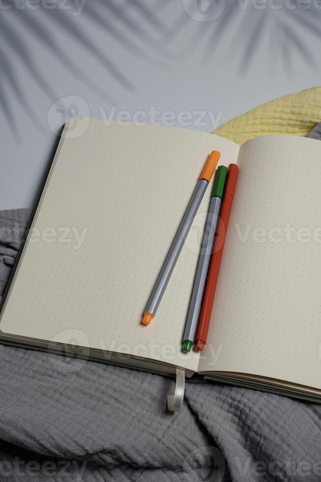 Open notebook. flat lay . education concept photo