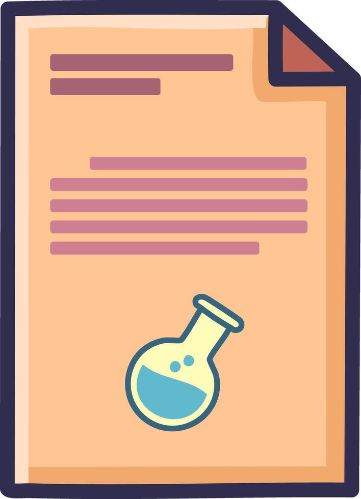 Scientific Research Paper Document Illustration with Lab Tube Symbol vector