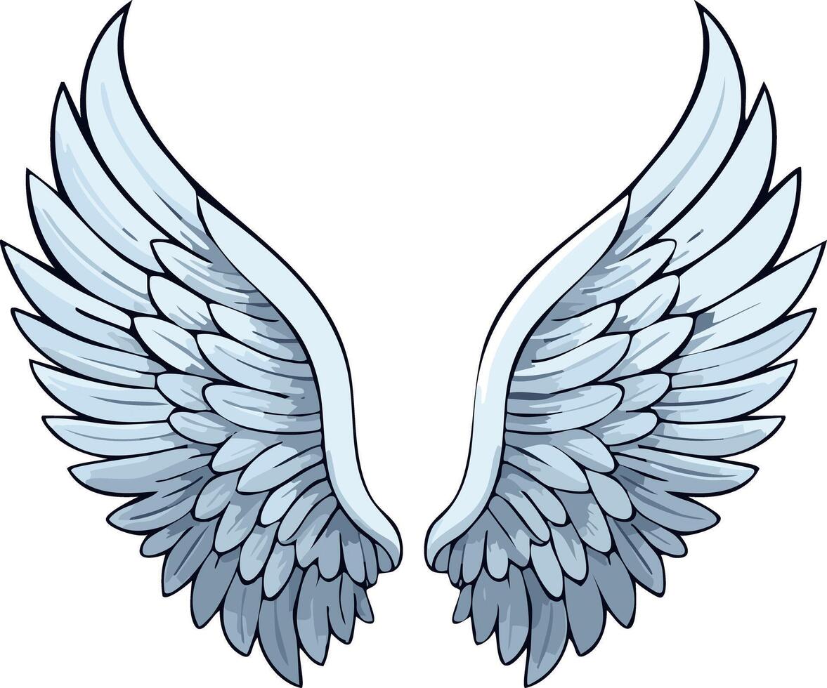 Pair of Angel Wings Illustration with Soft White Feathers vector