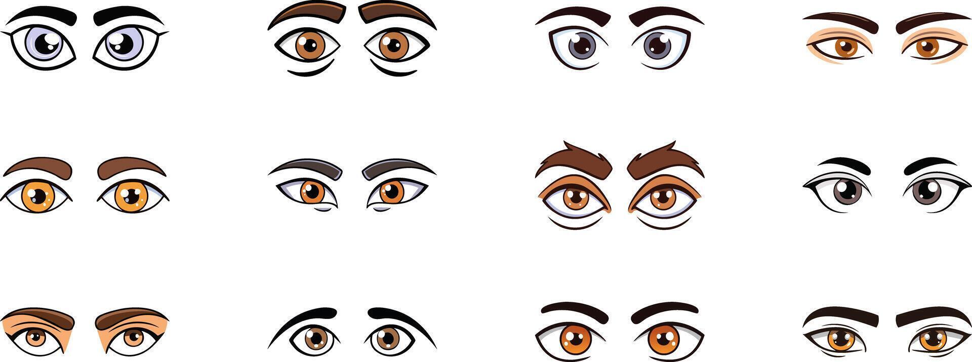 man cartoon eyes clipart illustration set vector