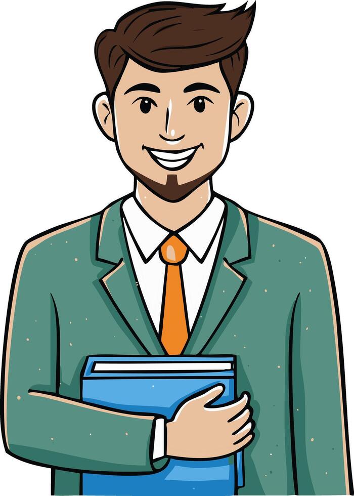 bearded male teacher smiling clipart illustration vector