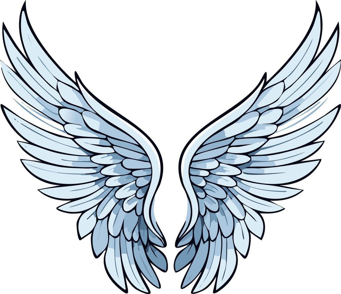 Angel Wings with Feathers Illustration in White Tones vector