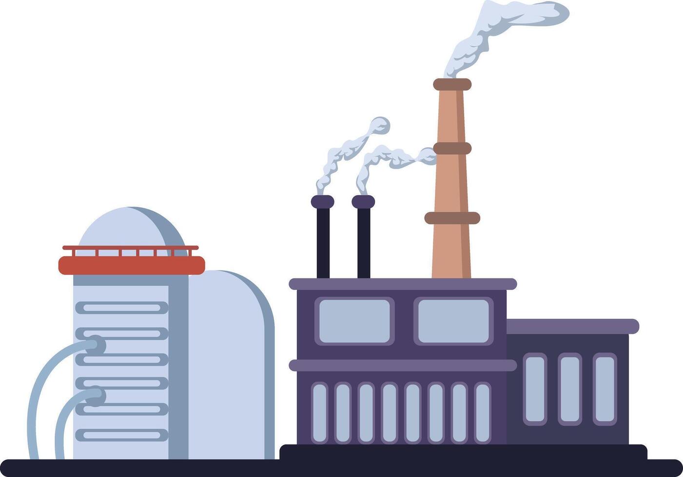 Industrial Factory Emitting Smoke Air Pollution with Pipes and Tanks vector
