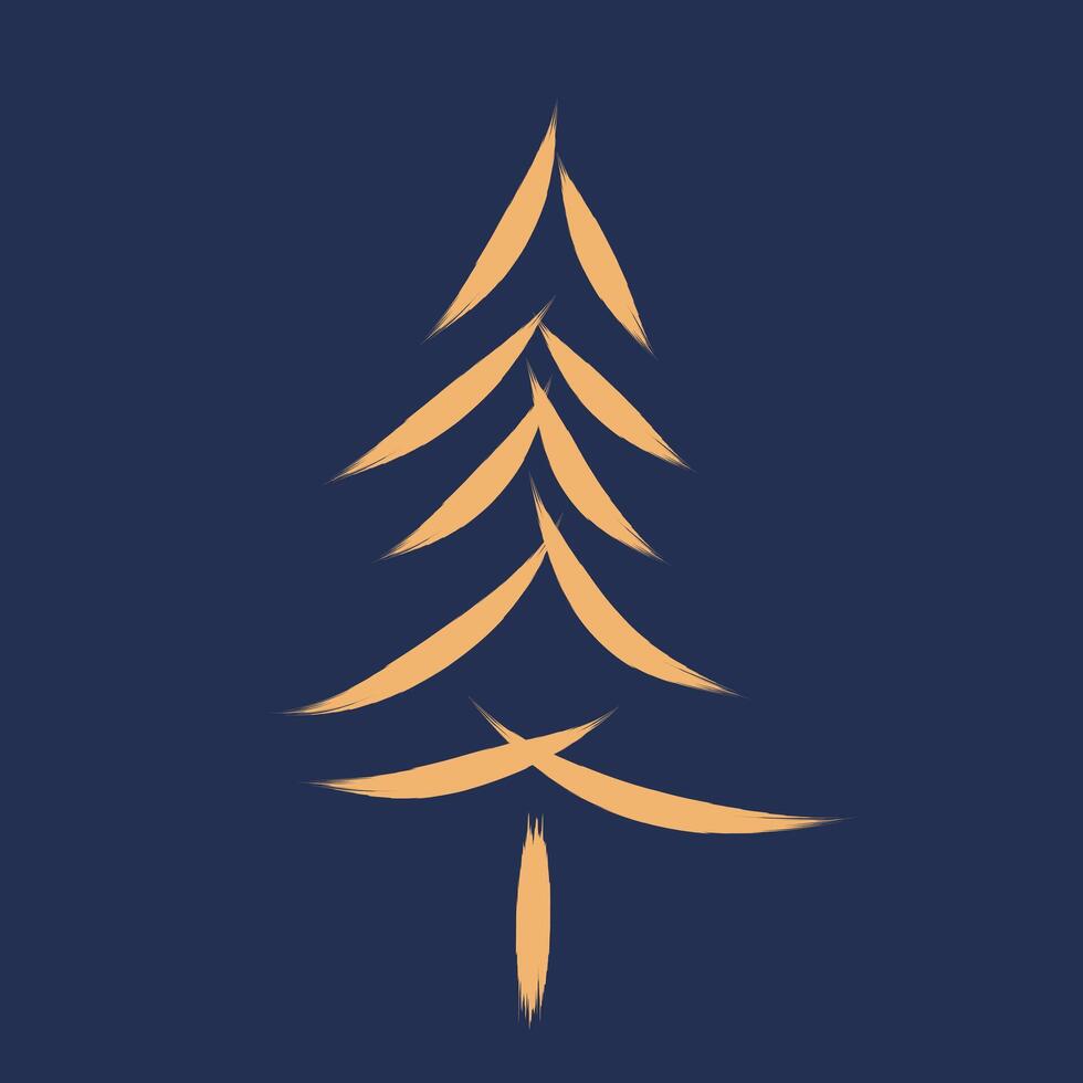 A Luxury christmas tree design. Christmas tree, snowflake, firework line art on blue background, Single continuous line drawing on gold background. vector