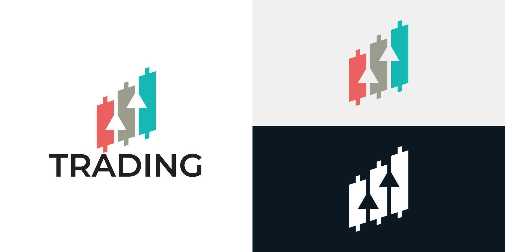 Trading stock market logo design vector