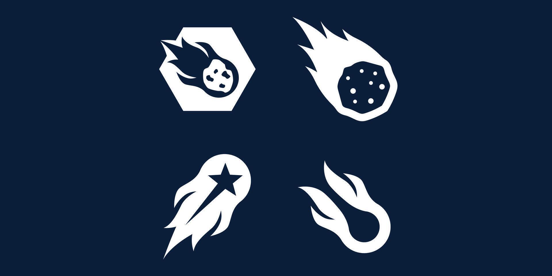 Four different icons for a fire, a star, and a rocket vector