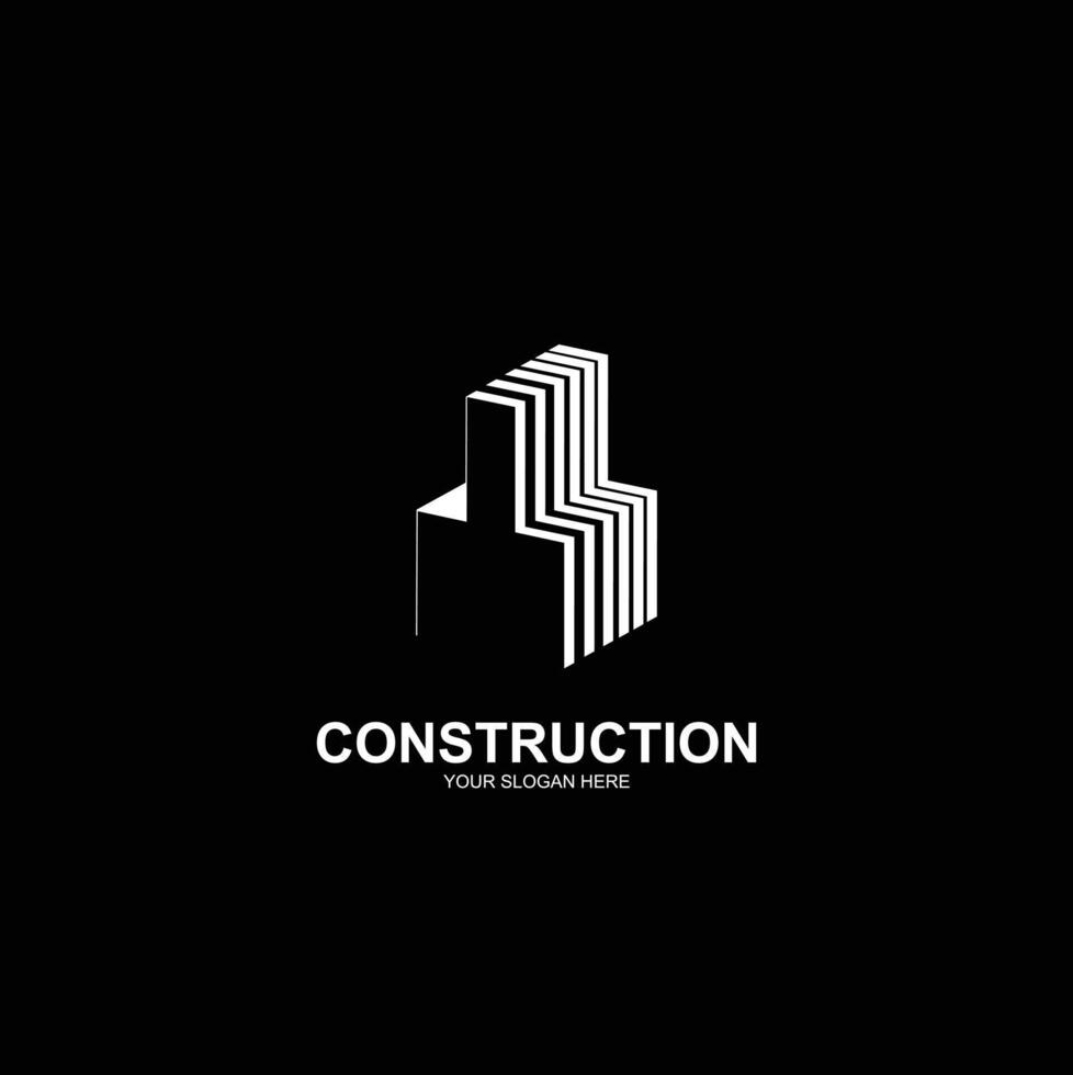 construction logo icon with creative illustration vector