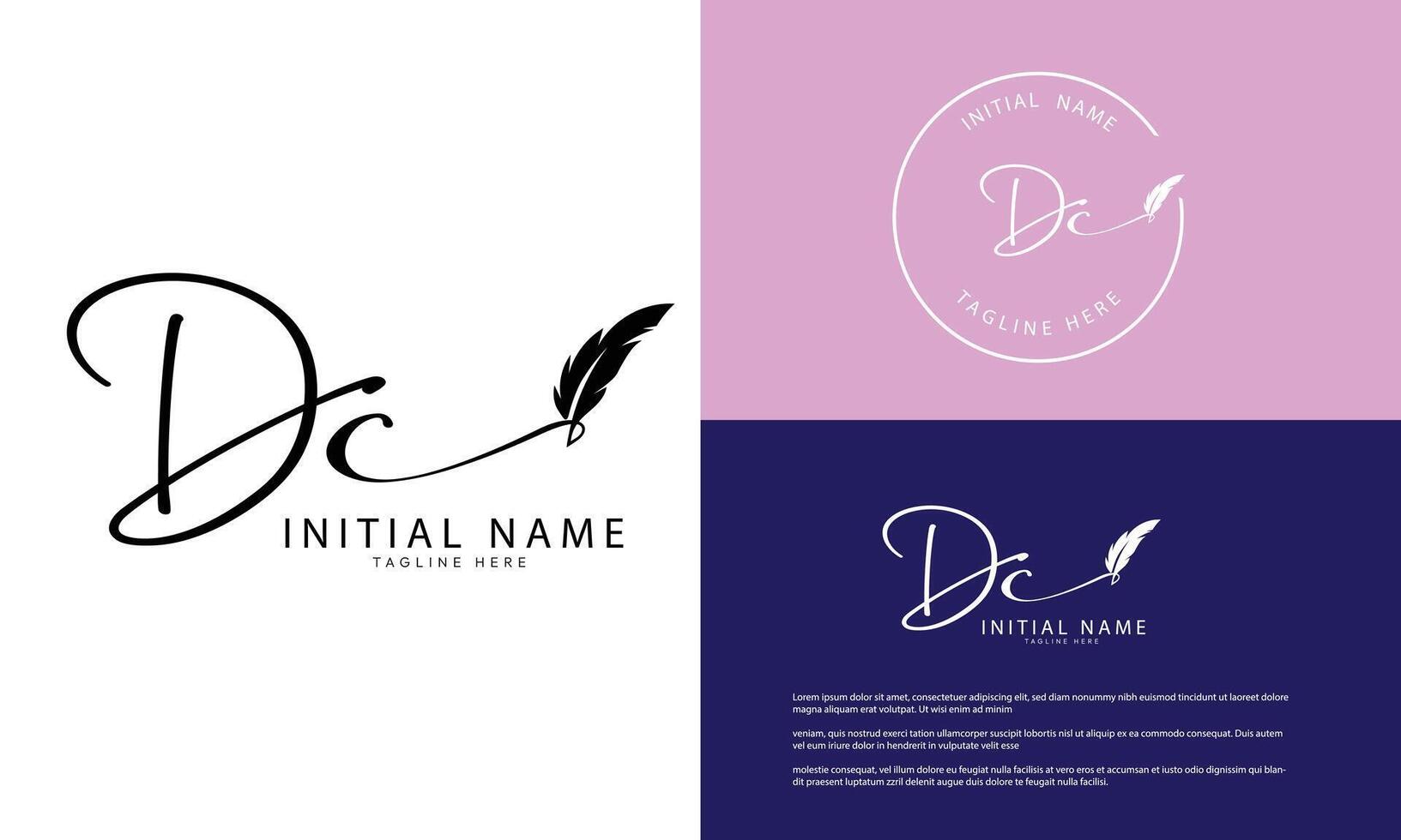 DC C D initial signature logo template vector