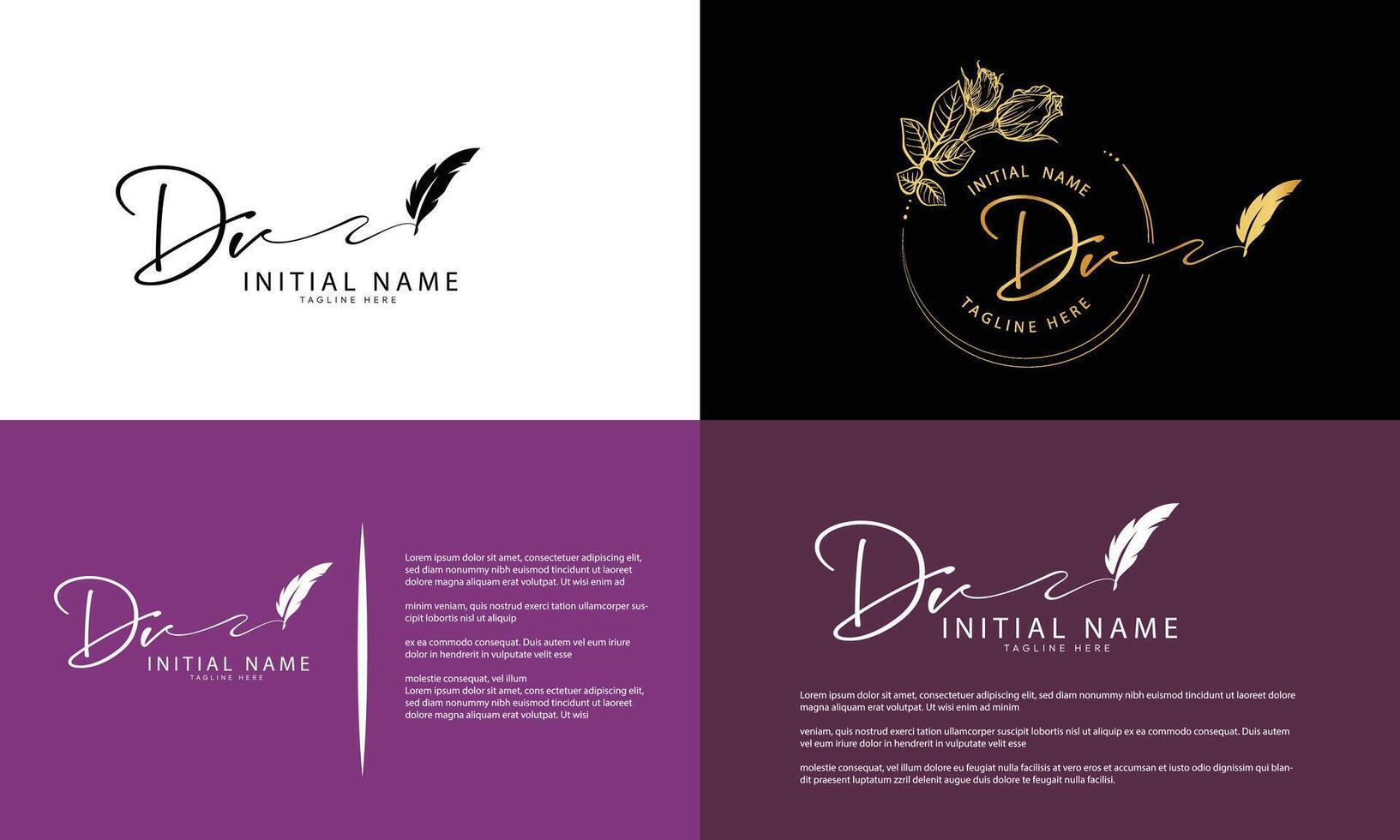 DV V D initial signature logo template vector
