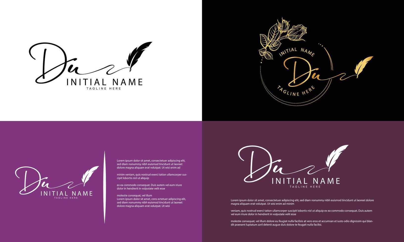 DU U D initial signature logo template vector