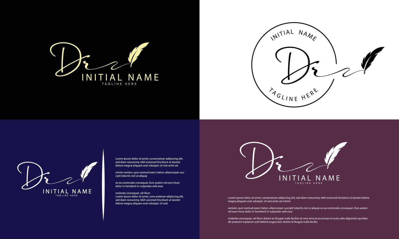 DR R D initial signature logo template vector