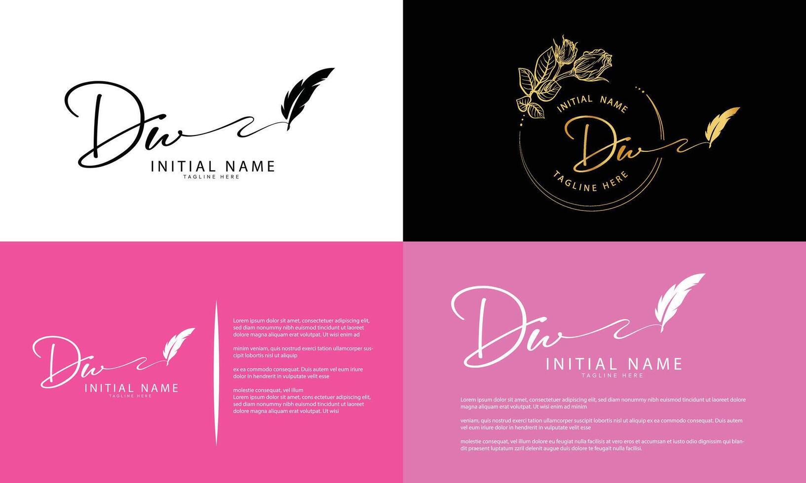 DW U W initial signature logo template vector