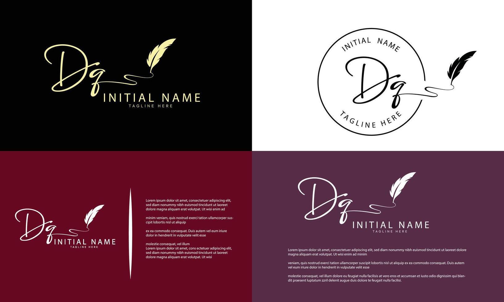 DQ Q D initial signature logo template vector