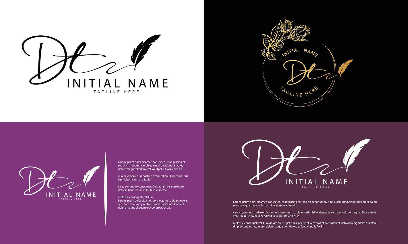 DT T D initial signature logo template vector