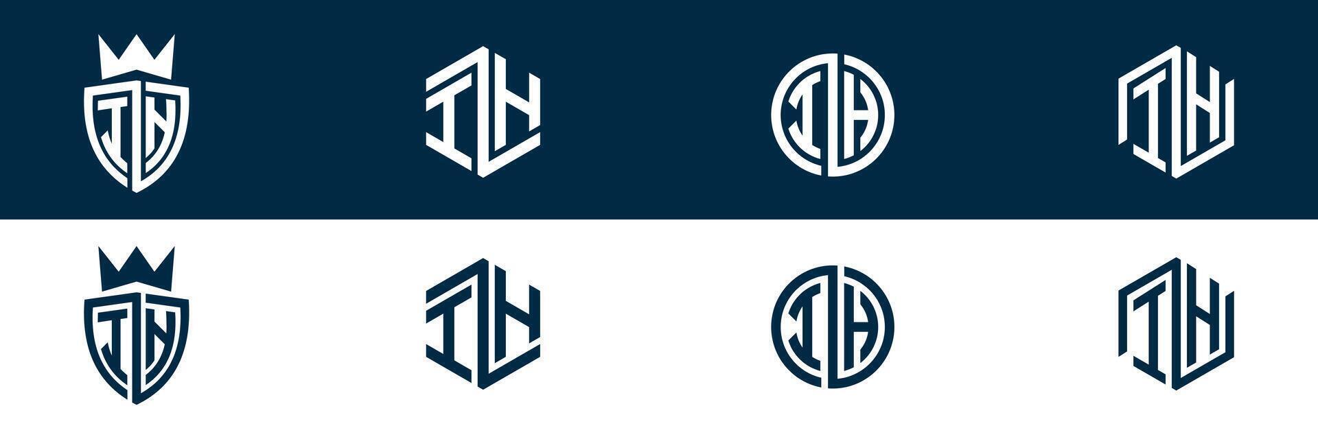 Typography IH HI letter logo design vector