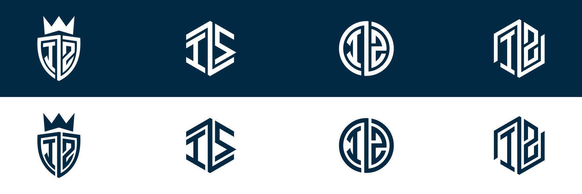 Typography IZ ZI letter logo design vector