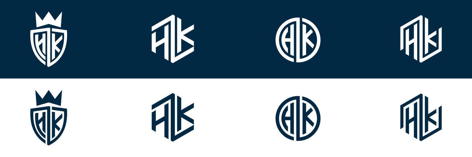 Typography letter HK KH logo design vector