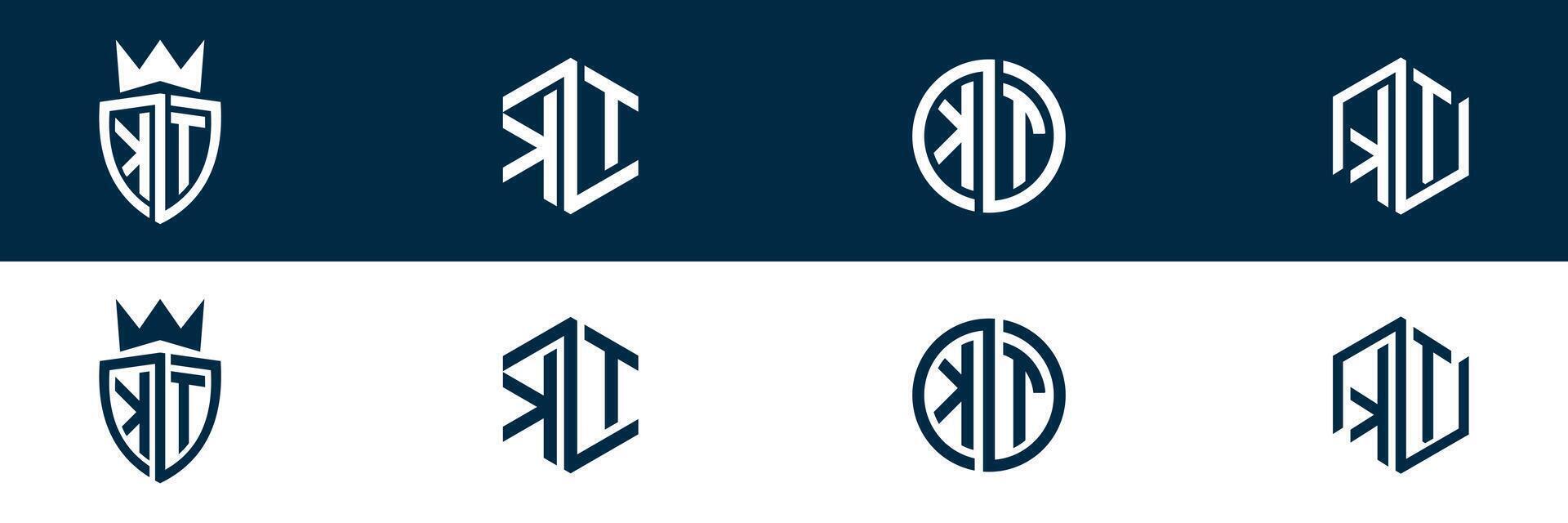 Trendy KT TK letter logo design vector