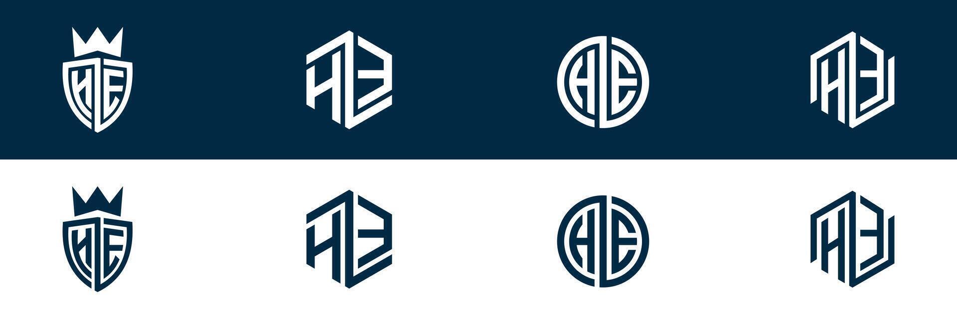 Typography letter HE EH logo design vector