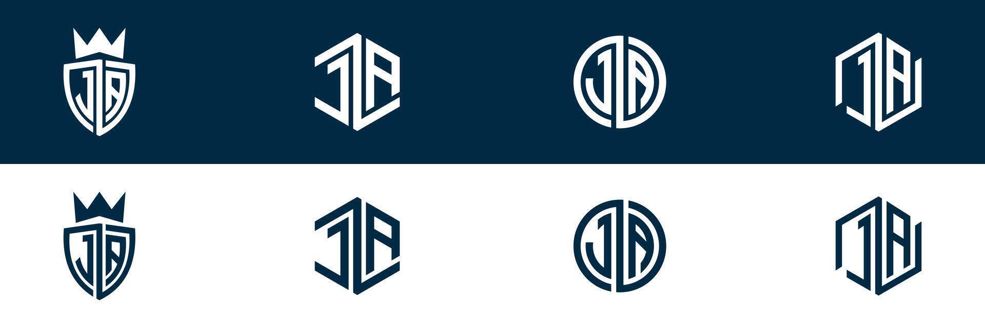 Typography JA AJ letter logo design vector