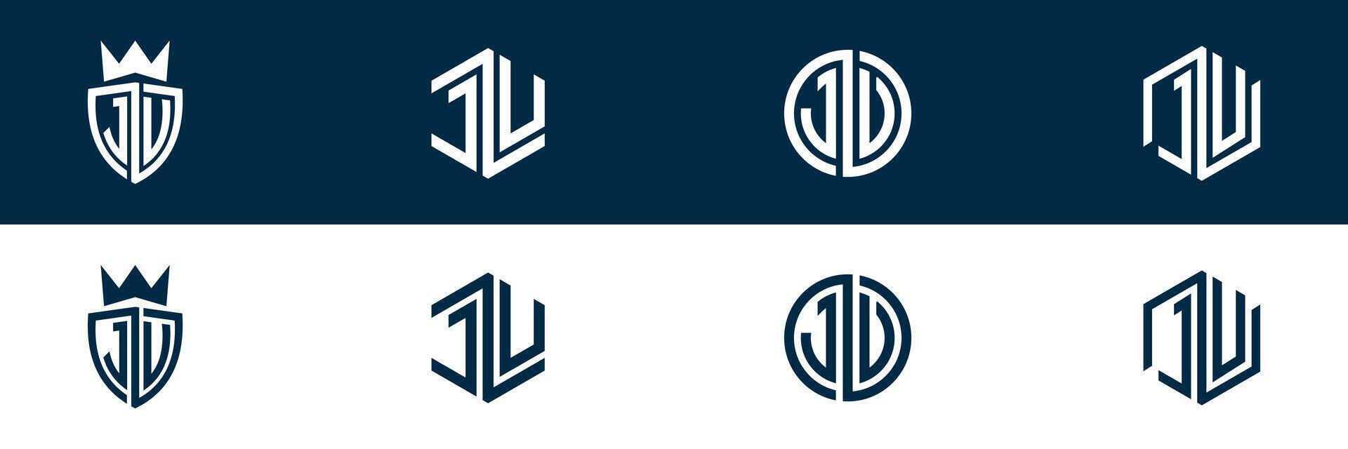 Typography JU UJ letter logo design vector